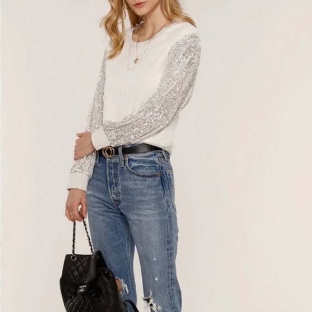HEARTLOOM SWEATSHIRT SILVER VESTA SEQUIN NEUTRAL CITYCORE